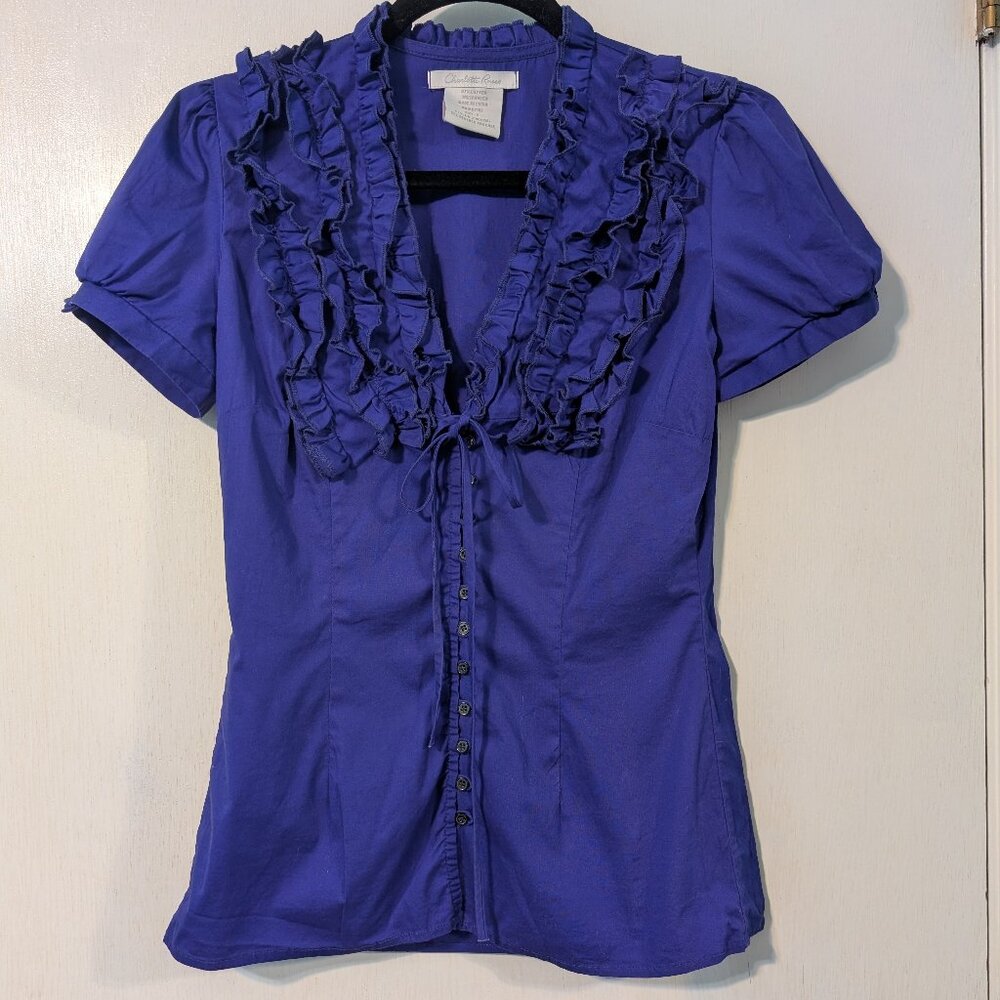 Charlotte Russo purple ruffled blouse